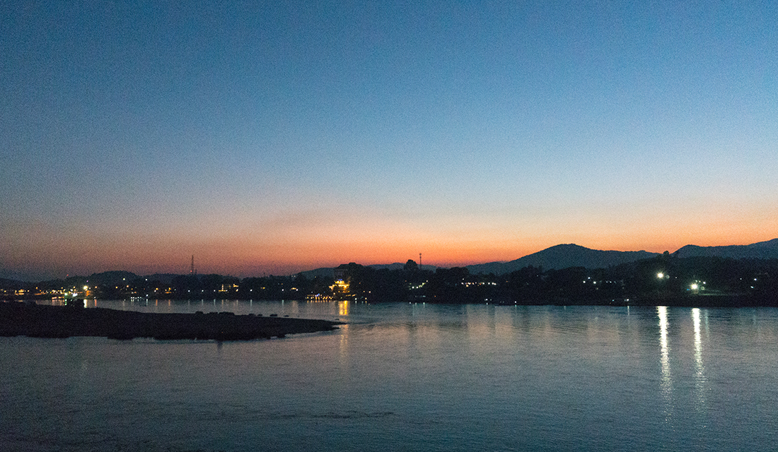 Sunset over the Mekong River facing Chiang Khong.